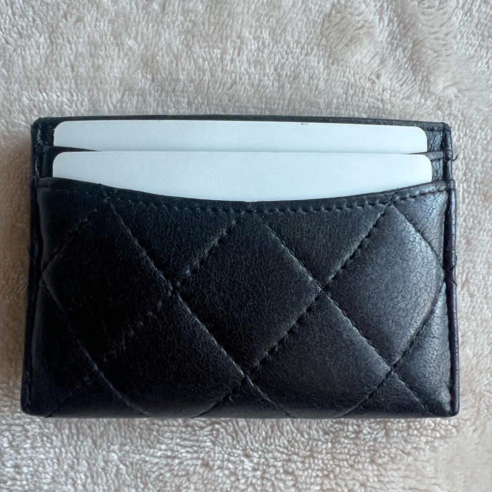 Rare Chanel Black/Aged Ruthenium Silver Lambskin Reissue Card Holder Wallet - Picture 10 of 11